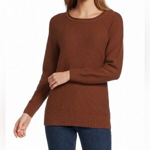 L.L. Bean Soft Texture Cotton Slub Roll Neck Long Sleeve Midweight Pullover Rust